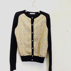 Womens Sweater Blue Small Wool Floral Knit Cardigan Casual Navy J Ferry Japan‎